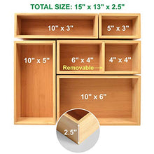 Load image into Gallery viewer, Bamboo Drawer Organizer Storage Box / Bin Set - 5-Piece Multi-Use Drawer Organizer for Kitchen, Bathroom, Office Desk, Makeup, Jewelry