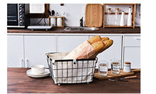 Load image into Gallery viewer, DODXIAOBEUL Handmade -Open Storage Bread Food Basket,Kitchen Cabinet and Pantry Storage Organizer Bin & Containers- Two Cut-Out Handles Wire Metal with Canvas Lining 13x10x7.5 Inches Black