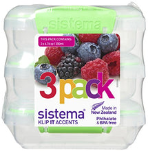 Load image into Gallery viewer, Sistema KLIP IT Accents Collection Food Storage Containers, 6.7 oz./0.2 L, Color Received May Vary, 3 Count