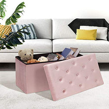 Load image into Gallery viewer, B FSOBEIIALAO Folding Storage Ottoman, Long Shoes Bench, Flannelette Footrest Stool Seat 31.5"x15.7"x15.7" (Pink, Large)