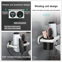 Load image into Gallery viewer, NA Hair Dryer Holder Hanging Rack Organizer Wall Mount Adhesive for Blow Dryer Cabinet Door Hair Care Styling Tool Organizer Bathroom Accessories Storage Set No Drill - White
