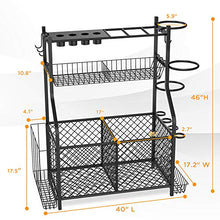 Load image into Gallery viewer, IPOW Upgrade Garage Sports Equipment Storage Organizer| Ball Storage Rack| Garage Ball Organizer| Sports Gear Storage| New Garage Storage Racks with Baskets, Hooks, Bat Rack, Ball Ring Rack Steel