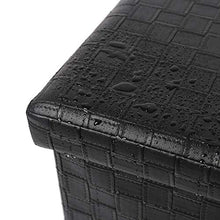 Load image into Gallery viewer, B FSOBEIIALEO Folding Storage Ottoman, Faux Leather Footrest Stool Long Bench, Black 30"x15"x15"