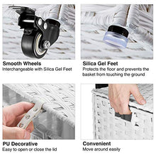 Load image into Gallery viewer, Greenstell Laundry Hamper with Wheels & 2 Removable Liner Bags, Divided Handwoven Hampers, Synthetic Rattan Clothes Laundry Basket with Lid & Handles, Foldable & Easy to Install White 22x12x26.4 in