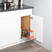 Load image into Gallery viewer, Pull Out Cabinet Drawer Organizer –Heavy Duty- Slide Out Kitchen Cabinet Storage Shelves, Sliding Drawer For cabinet -11”W x 21”D - Requires At Least a 12” Cabinet Opening, Wire Frame, Chrome Finish