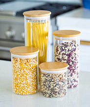 Load image into Gallery viewer, Glass Food Storage Containers with Lids by Sweetzer and Orange - Set of 4 Kitchen Canisters - Candy, Cookie, Rice and Spice Jars - Sugar or Flour Container - Big and Small Airtight Food Jar for Pantry