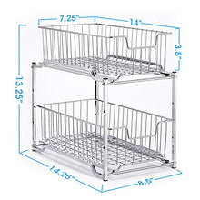 Load image into Gallery viewer, Simple Trending Stackable 2-Tier Under Sink Cabinet Organizer with Sliding Storage Drawer, Chrome