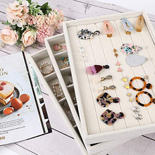 Load image into Gallery viewer, Mebbay Stackable Velvet Jewelry Trays Organizer, Jewelry Storage Display Trays All Velvet for Drawer, Earring Necklace Bracelet Ring Organizer, Set of 3 (Creamy White)