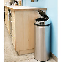 Load image into Gallery viewer, iTouchless 13 Gallon Touchless Sensor Kitchen Trash Can with Odor Control System, Brushed Stainless Steel, Round Garbage Bin for Home or Office - IT13RCB