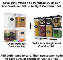 Load image into Gallery viewer, Extra Large Plastic Food Storage Containers with Lids 175oz, For Flour & Sugar - Air tight Kitchen & Pantry Organization Bulk Food Storage, BPA-Free - 4 PC - Canisters with Pen & Labels - Chef’s Path