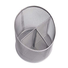 Load image into Gallery viewer, KESYOO Silver Round Steel Mesh Pen Container Pencil Cups Pencil Holder Desktop Storage Container for Home Office Desk Pen Organizer