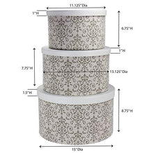 Load image into Gallery viewer, Household Essentials 3-Piece Hat Box Set with Faux Leather Lids, Scroll Pattern
