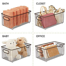 Load image into Gallery viewer, mDesign Metal Farmhouse Kitchen Pantry Food Storage Organizer Basket Bin - Wire Grid Design for Cabinets, Cupboards, Shelves, Countertops - Holds Potatoes, Onions, Fruit - 4 Pack - Bronze