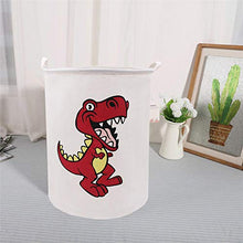 Load image into Gallery viewer, ZUEXT Red Dinosaur Laundry Basket 19.7x15.7 Inch,Dino Toy Bin,Collapsible Waterproof Canvas Dirty Clothes Hamper, Extra Large Fabric Lightweight Storage Basket for Boys Bedroom Baby Nursery Room