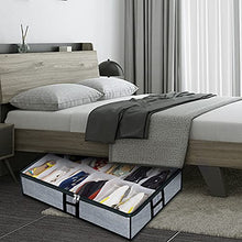 Load image into Gallery viewer, Under Bed Shoes Storage Organizer Bag Fits 12 Pairs Shoes and 4 Pairs Boots, Foldable Underbed Storage Bins Container for Kids, Men, Women Shoes Set of 2