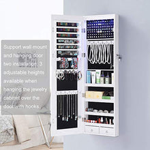 Load image into Gallery viewer, GISSAR Full Length Mirror Jewelry Cabinet, 6 LEDs Jewelry Armoire Wall Mounted Over The Door Hanging, Jewelry Organizer Storage with Lights Lockable White