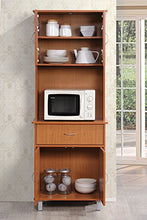 Load image into Gallery viewer, HODEDAH IMPORT Long Standing Kitchen Cabinet with Top & Bottom Enclosed Cabinet Space, One Drawer, Large Open Space for Microwave, Cherry