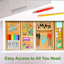 Load image into Gallery viewer, Bamboo Drawer Organizer Storage Box / Bin Set - 5-Piece Multi-Use Drawer Organizer for Kitchen, Bathroom, Office Desk, Makeup, Jewelry