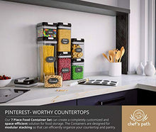 Load image into Gallery viewer, Chef's Path Airtight Food Storage Containers Set - 7 PC Set - Labels - For Kitchen Pantry Organization and Storage - BPA-Free - Clear Plastic Canisters for Flour, Cereal with Improved Lids