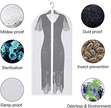 Load image into Gallery viewer, UOUEHRA Hanging Moth Proof Garment Bag Cover 24''X40'' Lightweight Clear White PEVA Breathable Bags (Pack of 6) with Study Full Zipper for Suit Clothes Storage Closet