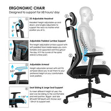 Load image into Gallery viewer, Ergonomic Office Chair with Padded Lumbar Support & Seat Slider - Ergolead High Back Desk Chair with Thick Seat Cushion, Adjustable Headest & Armrest, Mesh Computer Task Chair for Home Office, Black