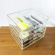 Load image into Gallery viewer, Ikee Design Premium Acrylic 5 Drawer Makeup Organizer Cosmetic Storage Jewelry Display Case for Home Storage and Store Display, 8 3/8"W x 7 3/8"D x 7 1/4"H
