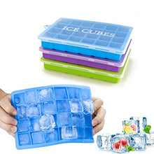 Load image into Gallery viewer, Ice Cube Trays 3 Pack, Morfone Silicone Ice Tray with Removable Lid Easy-Release Flexible Ice Cube Molds 24 Cubes per Tray for Cocktail, Whiskey, Baby Food, Chocolate, BPA Free