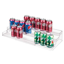 Load image into Gallery viewer, mDesign Large Plastic Adjustable, Expandable Kitchen Cabinet, Pantry, Step Shelf Organizer/Spice Rack with 3 Tiered Levels of Storage for Spice Bottles, Jars, Seasonings, Baking Supplies - Clear