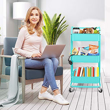 Load image into Gallery viewer, Homchwell 3 Tier Metal Utility Rolling Cart with Lockable Wheels, Multifunction Movable Storage Shelves Organizer Cart with Handle and Mesh Basket for Kitchen, Coffee Bar,Bathroom, Office