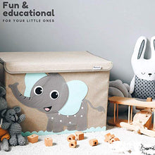 Load image into Gallery viewer, Hurricane Munchkin Large Toy Chest. Canvas Soft Fabric Children Toy Storage Bin Basket with Flip-top Lid. Collapsible Gray Toy Box for Kids, Boys, Girls, Toddler and Baby Nursery Room (Elephant)