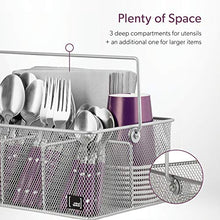 Load image into Gallery viewer, Utensil Holder By Mindspace, Kitchen Condiment Organizer and Flatware Utensil Caddy | The Mesh Collection, Silver