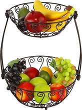 Load image into Gallery viewer, Simple Houseware 2-Tier Countertop Fruit Basket Bowl Storage, Bronze