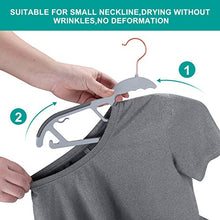 Load image into Gallery viewer, TIMMY Plastic Hangers, 50 Pack Ultra Thin Non Slip Clothes Hanger Space Saving Coat Hangers, 360°Rotating Rose Gold Hook Hanger Heavy Duty Pant Hangers (Grey)