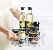 Load image into Gallery viewer, EN'DA Lazy Susan Cabinet Organizer Turntable Clear Home Organization Adjustable Divided Storage Bin For Seasoning,Candies,Snacks,Toys,Toiletries-12 Inches