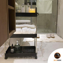 Load image into Gallery viewer, Ronlap 3 Tier Classic Storage Rolling Cart, Plastic Slide Out Storage Organizer Tower, Narrow Mobile Shelving Unit with Handle, Skinny Utility Cart with Wheels for Kitchen Bathroom Laundry Room, Black