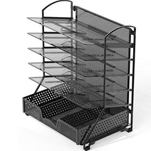 Load image into Gallery viewer, SimpleHouseware 6 Trays Desk Document File Tray Organizer with Supplies Sliding Drawer, Black