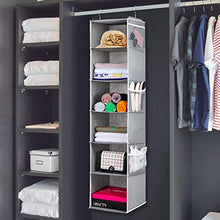 Load image into Gallery viewer, Univivi Shelves Hanging Organizer 6 - Layer Collapsible Hanging Closet Organizer with 6 Side Pockets Closet Hanging Shelves (Gray)