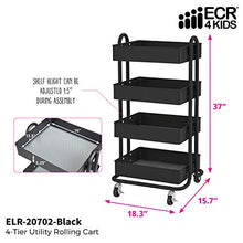 Load image into Gallery viewer, ECR4Kids-ELR-20702 4-Tier Metal Rolling Utility Cart - Heavy Duty Mobile Storage Organizer, Black

