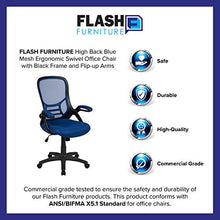 Load image into Gallery viewer, Flash Furniture High Back Blue Mesh Ergonomic Swivel Office Chair with Black Frame and Flip-up Arms