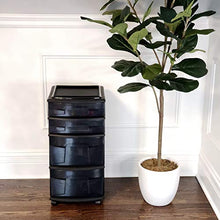 Load image into Gallery viewer, HOMZ Plastic 4 Drawer Medium Cart, Black Frame with Smoke Tint Drawers, Casters Included, Set of 1