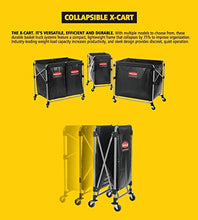 Load image into Gallery viewer, Rubbermaid Commercial Collapsible X-Cart, Steel, 8 Bushel Cart, 36" L x 7" W x 34" H, Black (1881750)
