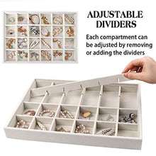 Load image into Gallery viewer, Mebbay Stackable Velvet Jewelry Trays Organizer, Jewelry Storage Display Trays All Velvet for Drawer, Earring Necklace Bracelet Ring Organizer, Set of 3 (Creamy White)