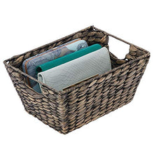 Load image into Gallery viewer, mDesign Natural Woven Hyacinth Closet Storage Organizer Basket Bin - Collapsible - for Cube Furniture Shelving in Closet, Bedroom, Bathroom, Entryway, Office - 4 Pack - Black Wash