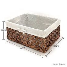 Load image into Gallery viewer, Rectangular Woven Seagrass Storage Bin with Handle,Kingwillow. (water hyacinth, Large)