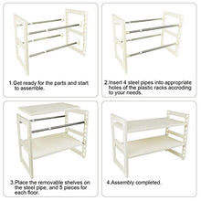 Load image into Gallery viewer, OBOR Expandable Under Sink Organizer - 2 Tier Multifunctional Storage Rack with Removable Shelves and Steel Pipes for Kitchen, Bathroom and Garden