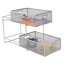 Load image into Gallery viewer, Mind Reader 2 Tier Metal Mesh Storage Baskets Organizer, Home, Office, Kitchen, Bathroom, Silver
