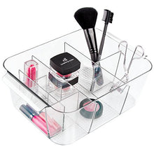 Load image into Gallery viewer, iDesign Clarity InterDesign Cosmetic Organizer Tote for Vanity Cabinet to Hold Makeup, Beauty Products - Clear, 8 Compartments, Bin
