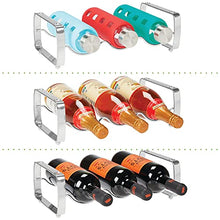 Load image into Gallery viewer, mDesign Metal Steel Free-Standing 6 Bottle Modular Wine Rack Storage Organizer for Kitchen Countertop, Table Top, Pantry, Fridge - Holder for Wine, Beer, Pop/Soda, Water, Stackable - Chrome