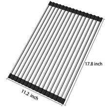 Load image into Gallery viewer, Ahyuan Roll up Dish Drying Rack Over The Sink Kitchen Roll up Sink Drying Rack Portable Dish Rack Dish Drainer Foldable SUS304 Stainless Steel Dish Drying Rack (17.8''x11.2'')