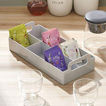 Load image into Gallery viewer, mDesign Compact Plastic Tea Storage Organizer Caddy Tote Bin - 6 Divided Sections, Built-in Handles - Holder for Tea Bags, Packets, Sweeteners, and Small Packets, 2 Pack - Light Gray